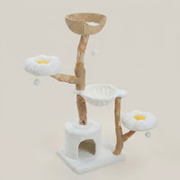 Arbre à Chat Design avec Panier Osier et Griffoir Sisal