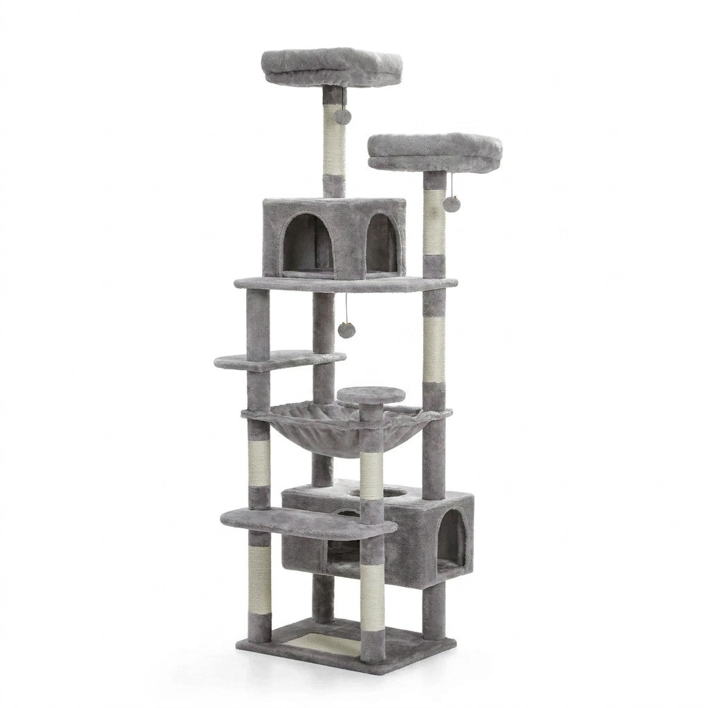 Arbre à Chat Multi-Niveaux 184cm avec Hamac et Griffoirs Sisal