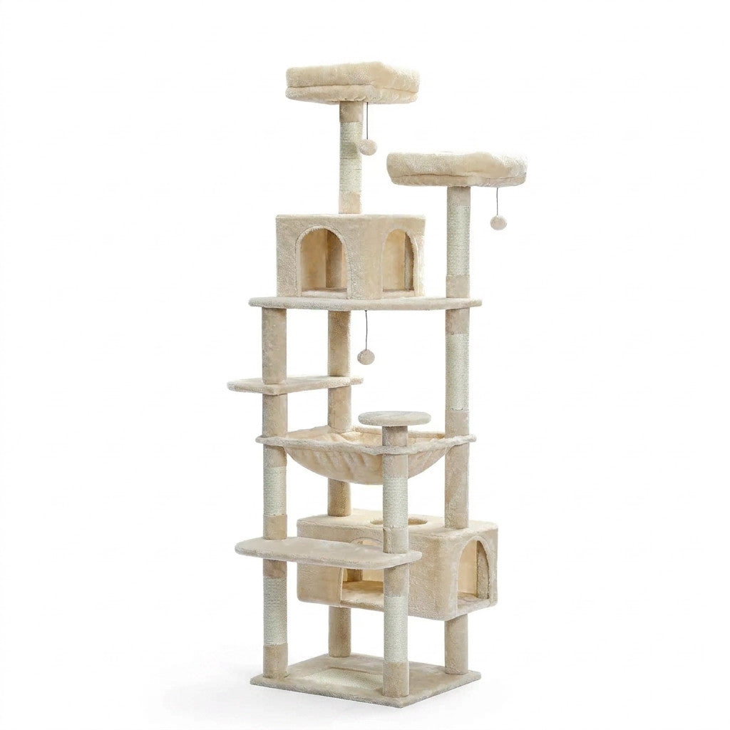 Arbre à Chat Multi-Niveaux 184cm avec Hamac et Griffoirs Sisal