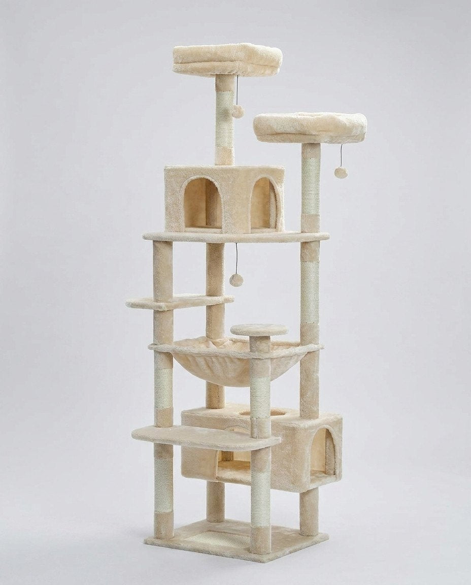 Arbre à Chat Multi-Niveaux 184cm avec Hamac et Griffoirs Sisal