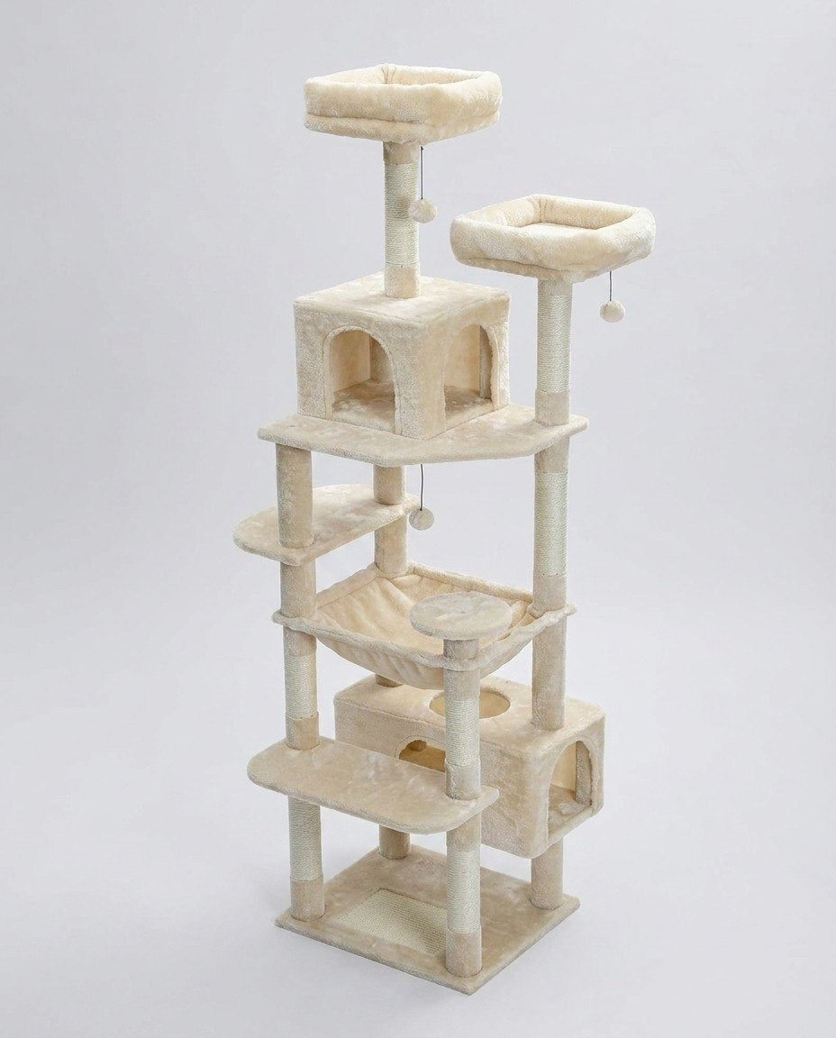 Arbre à Chat Multi-Niveaux 184cm avec Hamac et Griffoirs Sisal