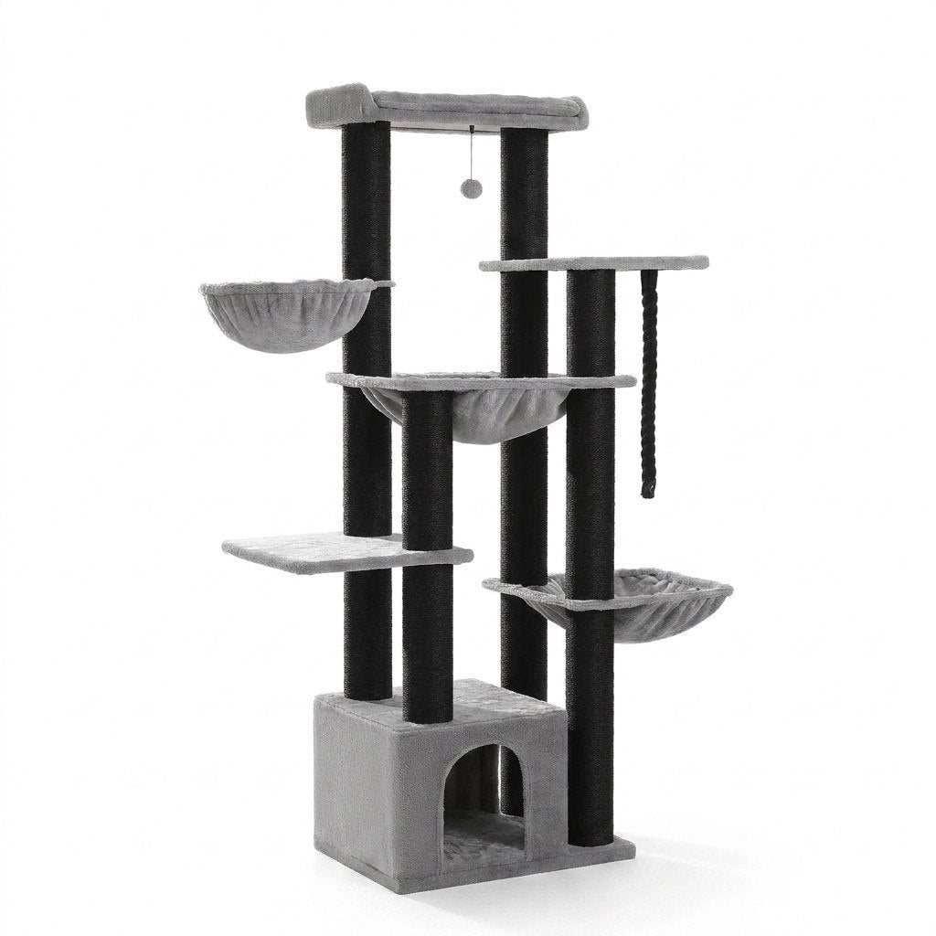 Arbre à Chat XXL 170cm avec Hamac et 11 Griffoirs Sisal