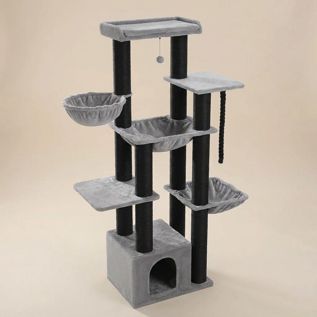 Arbre à Chat XXL 170cm avec Hamac et 11 Griffoirs Sisal