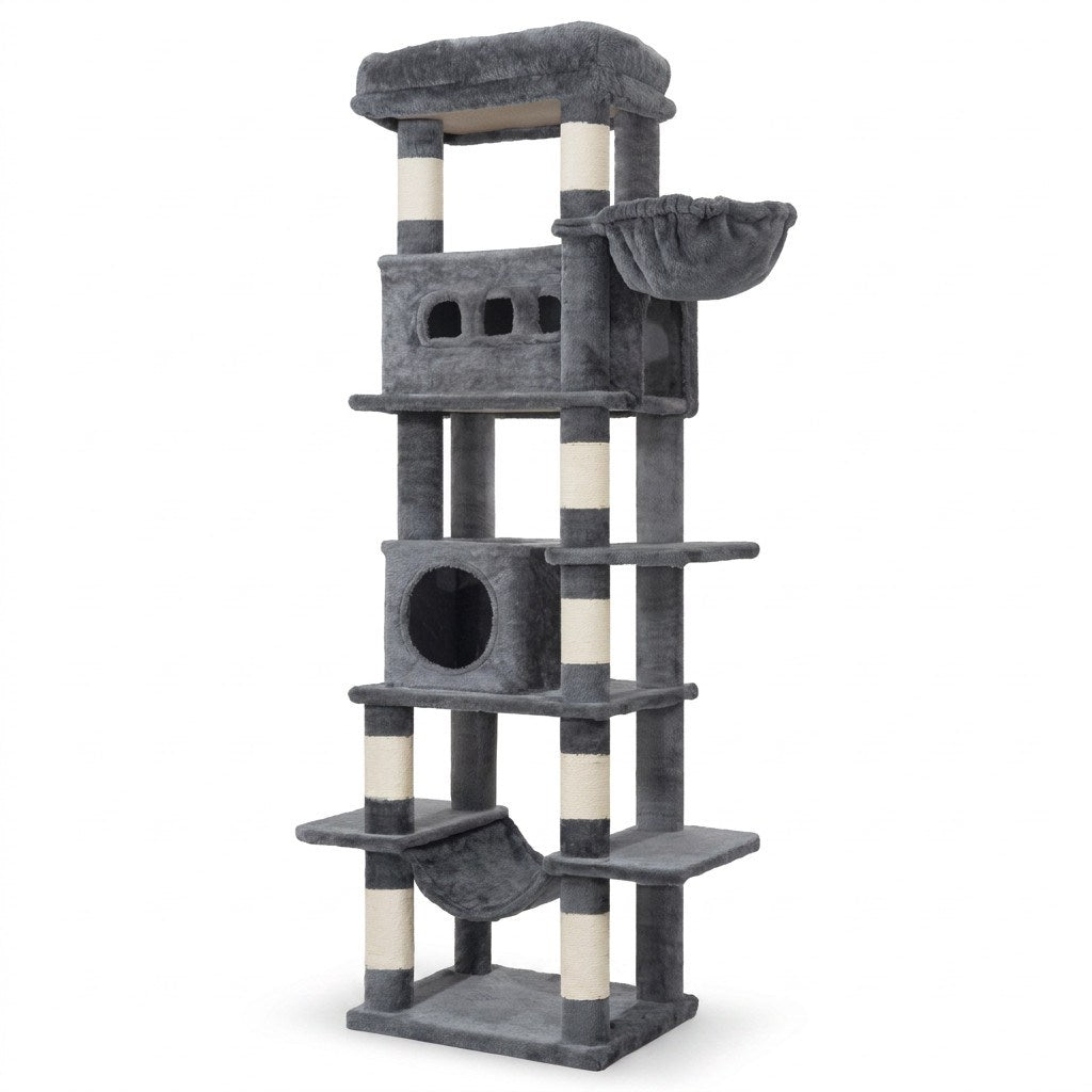 Arbre à Chat XXL 170cm avec Tapis Lavable et Grand Perchoir