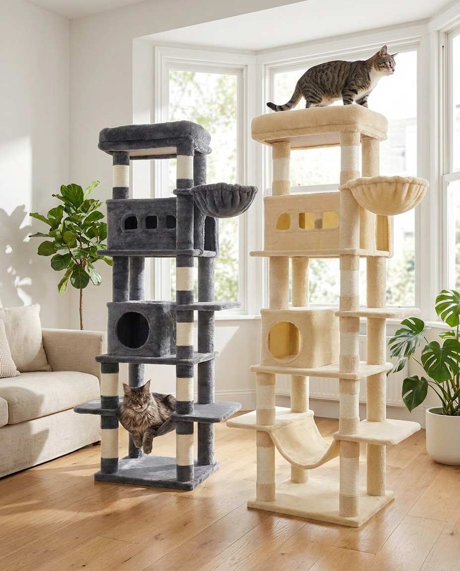 Arbre à Chat XXL 170cm avec Tapis Lavable et Grand Perchoir